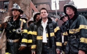 BACKDRAFT, from left: William Baldwin, Cedric Young, Kurt Russell, Kevin M. Casey, Scott Glenn, 1991. ©Universal Pictures